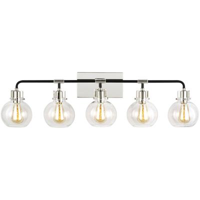 Generation Lighting Designers - Clara 5-Light Vanity Fixture - Polished Nickel/Textured Black - VS24405PN/TXB