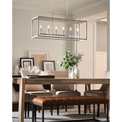 Generation Lighting - Moffet Street 6-Light Island Pendant - Washed Pine/Chrome - 6634506-872