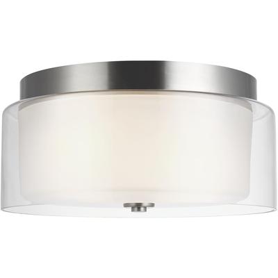 Generation Lighting - Elmwood Park 2-Light Ceiling Flush Mount - Brushed Nickel - 7537302-962