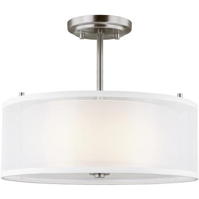 Generation Lighting - Elmwood Park 2-Light Semi-Flush Mount - Brushed Nickel - 7737302-962