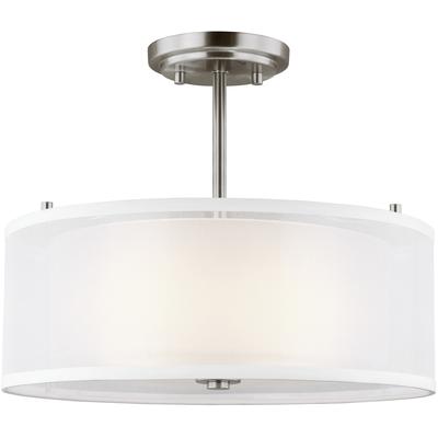 Generation Lighting - Elmwood Park 2-Light Semi-Flush Mount - Brushed Nickel - 7737302-962