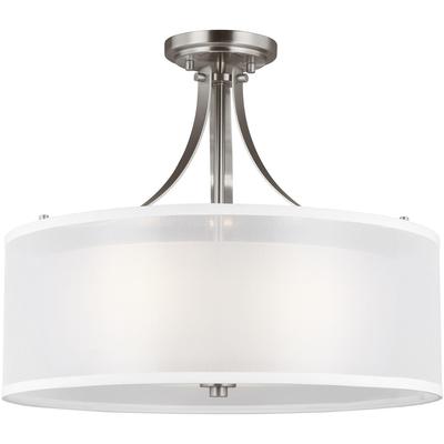 Generation Lighting - Elmwood Park 3-Light Semi-Flush Mount - Brushed Nickel - 7737303-962