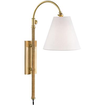 Hudson Valley - Curves No.1 - 1-Light Adjustable Wall Sconce with Rattan Accent - MDS501-AGB