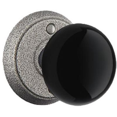Emtek - Wrought Steel Passage Knob Set with Madison Black Knob & #2 Rosette - 7102MB