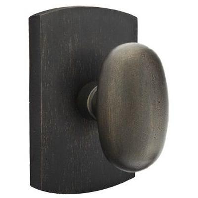 Emtek - Sandcast Bronze Privacy Knob Set with Egg Knob & #4 Rosette - 7200BZEG