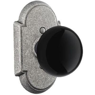 Emtek - Wrought Steel Privacy Knob Set with Madison Black Knob & #1 Rosette - 7201MB