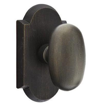Emtek - Sandcast Bronze Privacy Knob Set with Egg Knob & #1 Rosette - 7208BZEG