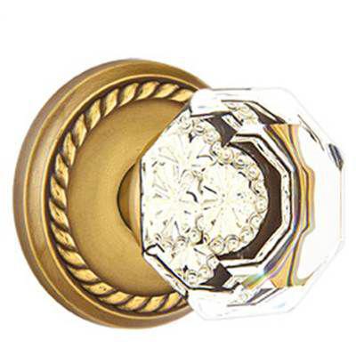 Emtek - Crystal Dummy Knob Set with Old Town Clear Knob & Rope Rosette - 8051OT
