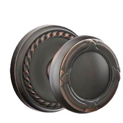 Emtek - Brass Designer Dummy Knob Set with Ribbon & Reed Knob & Rope Rosette - 8051RBK