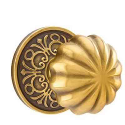 Emtek - Brass Classic Dummy Knob Set with Melon Knob & Lancaster Rosette - 8056MN