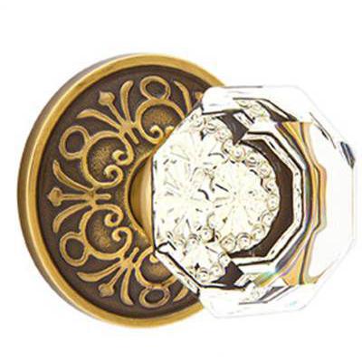 Emtek - Crystal Dummy Knob Set with Old Town Clear Knob & Lancaster Rosette - 8056OT
