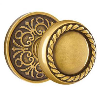Emtek - Brass Designer Dummy Knob Set with Rope Knob & Lancaster Rosette - 8056RK