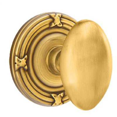 Emtek - Brass Classic Dummy Knob Set with Egg Knob & Ribbon & Reed Rosette - 8057E