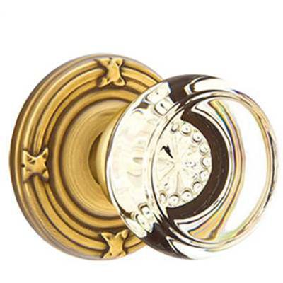 Emtek - Crystal Dummy Knob Set with Georgetown Knob & Ribbon & Reed Rosette - 8057GT
