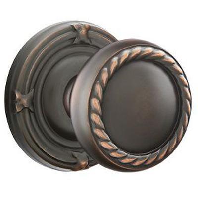 Emtek - Brass Designer Dummy Knob Set with Rope Knob & Ribbon & Reed Rosette - 8057RK