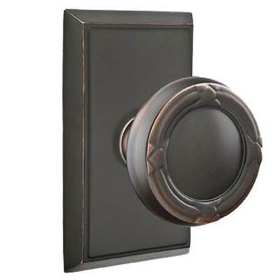 Emtek - Brass Designer Passage Knob Set with Ribbon & Reed Knob & Rectangular Rosette - 8121RBK