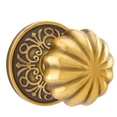 Emtek - Brass Classic Privacy Knob Set with Melon Knob & Lancaster Rosette - 8206MN