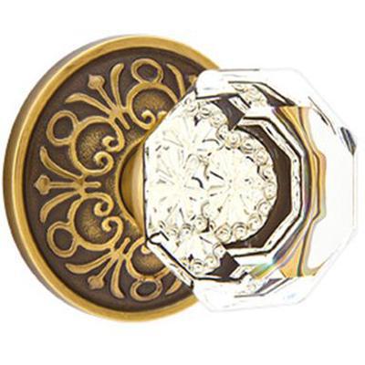 Emtek - Crystal Privacy Knob Set with Old Town Clear Knob & Lancaster Rosette - 8206OT