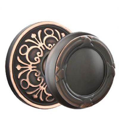 Emtek - Brass Designer Privacy Knob Set with Ribbon & Reed Knob & Lancaster Rosette - 8206RBK