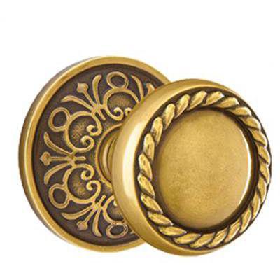 Emtek - Brass Designer Privacy Knob Set with Rope Knob & Lancaster Rosette - 8206RK