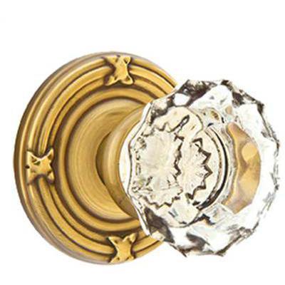 Emtek - Crystal Privacy Knob Set with Astoria Clear Knob & Ribbon & Reed Rosette - 8207AS