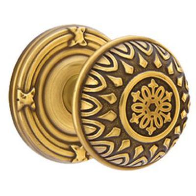 Emtek - Brass Designer Privacy Knob Set with Lancaster Knob & Ribbon & Reed Rosette - 8207LN