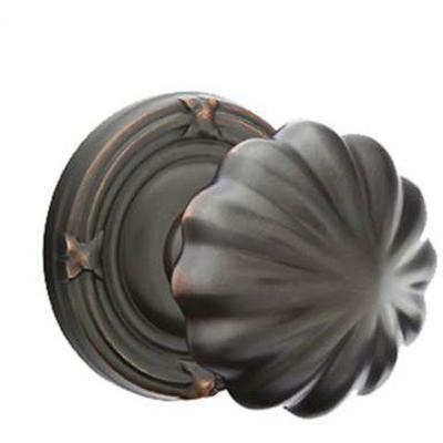 Emtek - Brass Classic Privacy Knob Set with Melon Knob & Ribbon & Reed Rosette - 8207MN