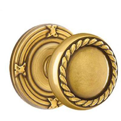 Emtek - Brass Designer Privacy Knob Set with Rope Knob & Ribbon & Reed Rosette - 8207RK