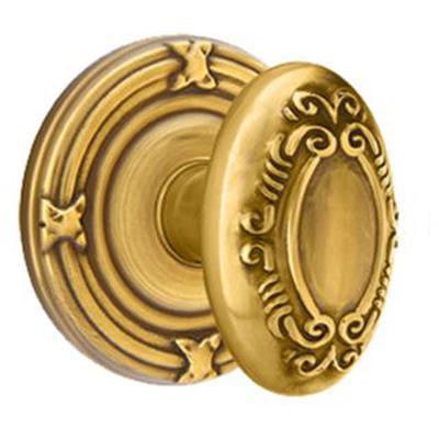 Emtek - Brass Designer Privacy Knob Set with Victoria Knob & Ribbon & Reed Rosette - 8207V
