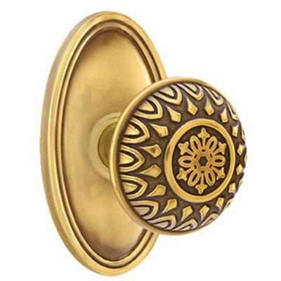 Emtek - Brass Designer Privacy Knob Set with Lancaster Knob & Oval Rosette - 8220LN