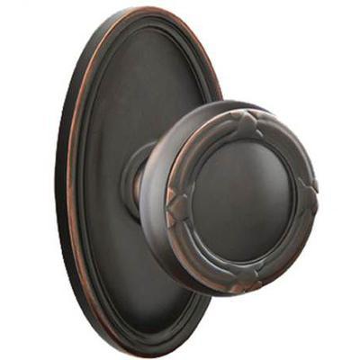 Emtek - Brass Designer Privacy Knob Set with Ribbon & Reed Knob & Oval Rosette - 8220RBK