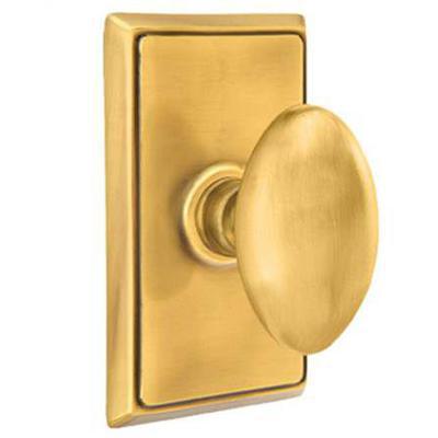 Emtek - Brass Classic Privacy Knob Set with Egg Knob & Rectangular Rosette - 8221E