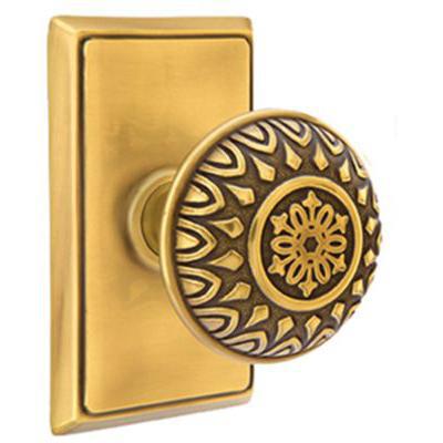 Emtek - Brass Designer Privacy Knob Set with Lancaster Knob & Rectangular Rosette - 8221LN