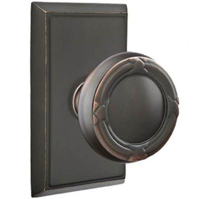 Emtek - Brass Designer Privacy Knob Set with Ribbon & Reed Knob & Rectangular Rosette - 8221RBK