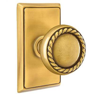 Emtek - Brass Designer Privacy Knob Set with Rope Knob & Rectangular Rosette - 8221RK
