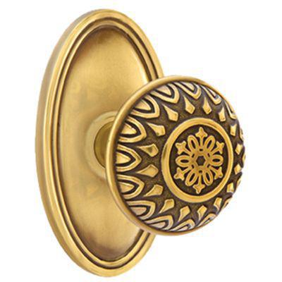 Emtek - Brass Designer Dummy Knob Set with Lancaster Knob & Oval Rosette - 8520LN