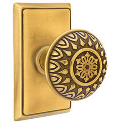 Emtek - Brass Designer Dummy Knob Set with Lancaster Knob & Rectangular Rosette - 8521LN