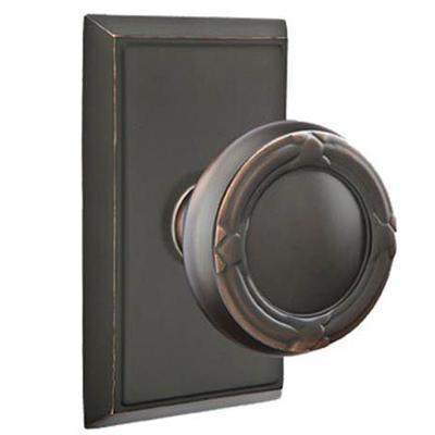 Emtek - Brass Designer Dummy Knob Set with Ribbon & Reed Knob & Rectangular Rosette - 8521RBK