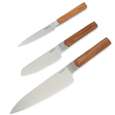 BergHOFF - DiNA Ion 3-Piece Stainless Steel Knife Set - Ash Wood - 1315075