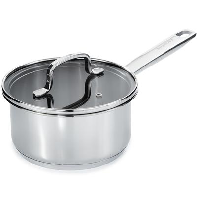 BergHOFF - DiNA Helix 1.6qt. Recycled 18/10 Stainless Steel 6.5" Saucepan with Glass Lid - 1315077