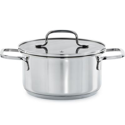 BergHOFF - DiNA Helix 2.2qt. Recycled 18/10 Stainless Steel 8" Stockpot with Glass Lid - 1315078