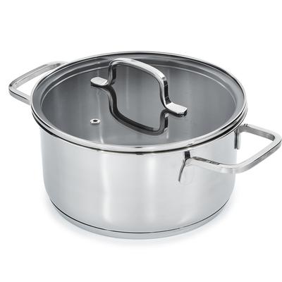 BergHOFF - DiNA Helix 3.2qt. Recycled 18/10 Stainless Steel 8" Stockpot with Glass Lid - 1315079