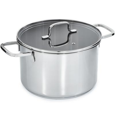 BergHOFF - DiNA Helix 7qt. Recycled 18/10 Stainless Steel 10" Stockpot with Glass Lid - 1315080