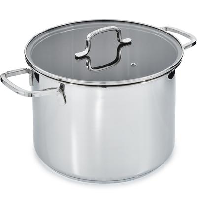 BergHOFF - DiNA Helix 10.6qt. Recycled 18/10 Stainless Steel 10.25" Stockpot with Glass Lid - 1315081