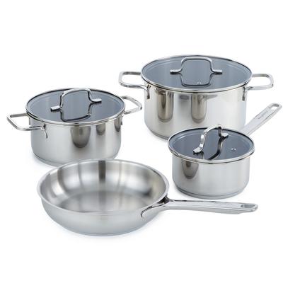 BergHOFF - DiNA Helix Recycled 18/10 Stainless Steel 7-Piece Cookware Set with Glass Lids - 1315085