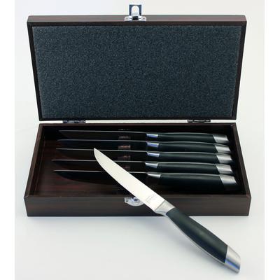 BergHOFF - Geminis 7-Piece 4.75" Stainless Steel Steak Knives with Wood Case - 2202020