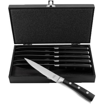 BergHOFF - Essentials Classico 7-Piece 5" Stainless Steel Steak Knife Set with Wood Case - 2202023