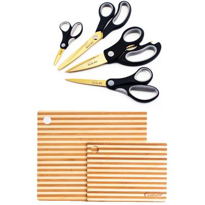 BergHOFF - Prep 6-Piece Set with 4-Piece Gold Scissors and 2-Piece Bamboo Prep Board - 2211897