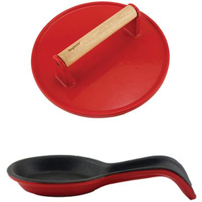 BergHOFF - Neo 2-Piece Cast Iron Spoon Rest and Steak Press Set - Red - 2212088