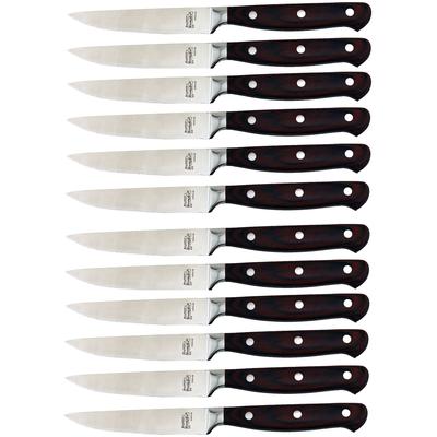 BergHOFF - Pakka Wood 12-Piece 4.75" Stainless Steel Steak Knife Set - Black - 2212253